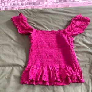 Harlow Pink Eyelet Ruffle Blouse